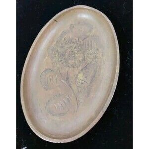 Vintage Etched 3.25" Oval Bowl Sarna Brass Small Trinket Dish WF3 Made in India